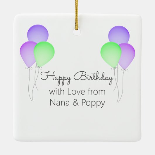 Birthday Balloons Baby's eerste verjaardag met fot Keramisch Ornament (Achterkant)