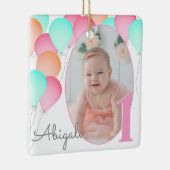 Birthday Balloons Baby's eerste verjaardag met fot Keramisch Ornament (Rechts)