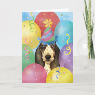 Birthday Balloons Basset Hond Kaart