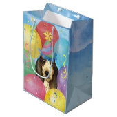 Birthday Balloons Basset Hond Medium Cadeauzakje (Voorkant Gekanteld)