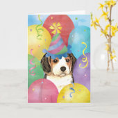 Birthday Balloons Beagle Kaart (Gele Bloem)