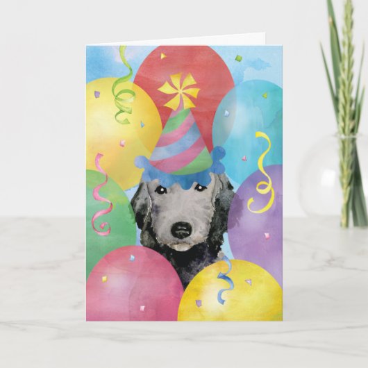 Birthday Balloons Bedlington Terrier Kaart (Voorkant)