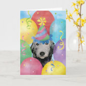 Birthday Balloons Bedlington Terrier Kaart (Gele Bloem)