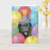 Birthday Balloons Belgium Sheepdog Kaart (Gele Bloem)