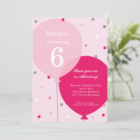 Birthday Balloons Birthday Invitations (Staand voorkant)
