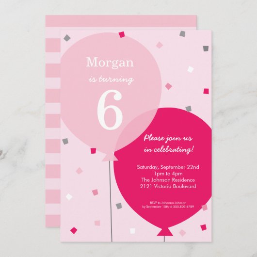 Birthday Balloons Birthday Invitations (Voorkant / Achterkant)