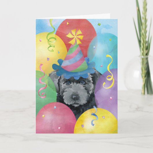 Birthday Balloons Bouvier des Flandres Card Kaart (Voorkant)