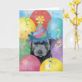 Birthday Balloons Bouvier des Flandres Card Kaart (Gele Bloem)