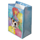 Birthday Balloons Bulldog Medium Gift Bag Medium Cadeauzakje (Achterkant Gekanteld)