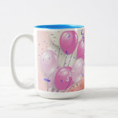 Birthday Balloons Celebration Mug Tweekleurige Koffiemok (Links)