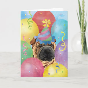 Birthday Balloons Chinese Shar-Pei Kaart