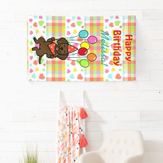 Birthday Balloons Chocolate Labrador Banner (Insitu)