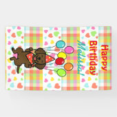 Birthday Balloons Chocolate Labrador Banner (Horizontaal)