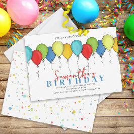 Birthday Balloons Confetti Modern Party Cute Fun Kaart