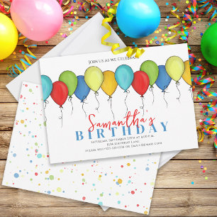 Birthday Balloons Confetti Modern Party Cute Fun Kaart