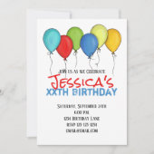 Birthday Balloons Confetti Moderne Partij Kaart (Voorkant)