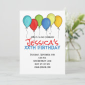 Birthday Balloons Confetti Moderne Partij Kaart (Staand voorkant)