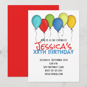 Birthday Balloons Confetti Party Modern Kaart