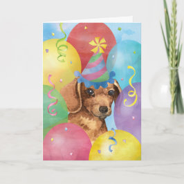 Birthday Balloons Dachshund Kaart