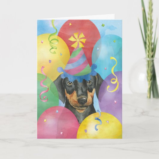 Birthday Balloons Doberman Kaart (Voorkant)