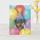 Birthday Balloons Doberman Kaart (Gele Bloem)