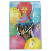 Birthday Balloons Doberman Medium Gift Bag Cadeauzakje (Voorkant)