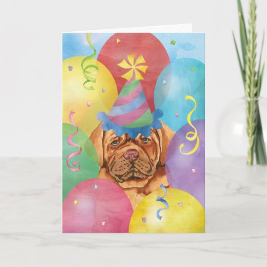 Birthday Balloons Dogue de Bordeaux Kaart (Voorkant)