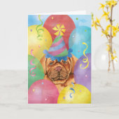 Birthday Balloons Dogue de Bordeaux Kaart (Gele Bloem)
