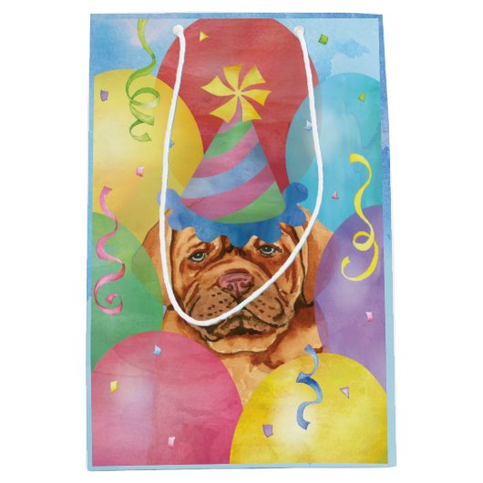 Birthday Balloons Dogue de Bordeaux Medium Cadeauzakje (Voorkant)