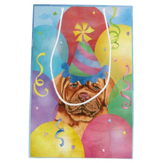 Birthday Balloons Dogue de Bordeaux Medium Cadeauzakje (Achterkant)