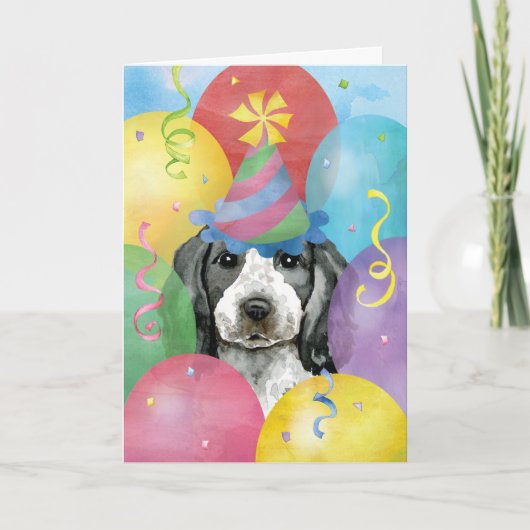 Birthday Balloons English Cocker Spaniel Card Kaart (Voorkant)