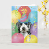 Birthday Balloons English Cocker Spaniel Card Kaart (Gele Bloem)