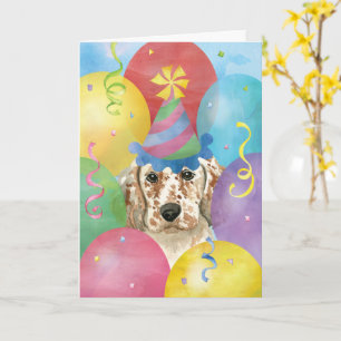 Birthday Balloons English Setter Kaart