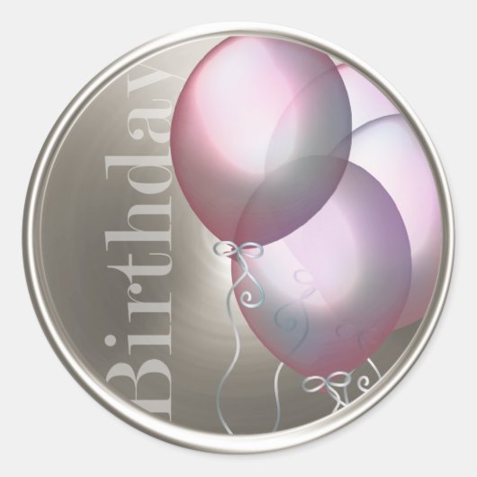 Birthday Balloons Envelope Seal Ronde Sticker (Voorkant)