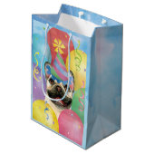 Birthday Balloons French Buldog Medium Gift Bag Cadeauzakje (Achterkant Gekanteld)