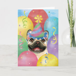 Birthday Balloons French Bulldog Kaart