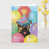 Birthday Balloons German Shepherd Card Kaart (Gele Bloem)