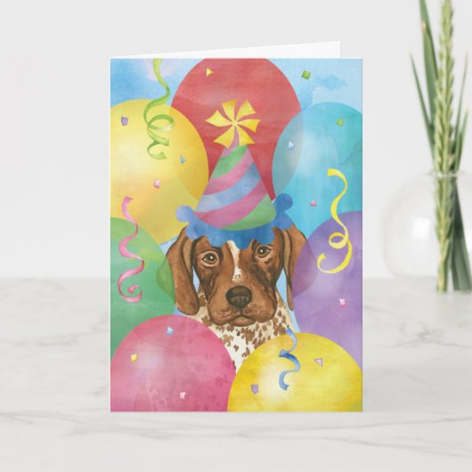 Birthday Balloons German Shorthaired Pointer Kaart (Voorkant)