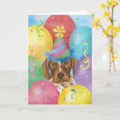 Birthday Balloons German Shorthaired Pointer Kaart (Gele Bloem)