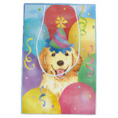 Birthday Balloons Golden Retriever Medium Cadeauzakje (Achterkant)