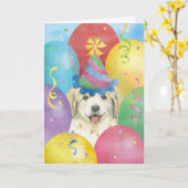Birthday Balloons Great Pyreneeën Kaart (Gele Bloem)