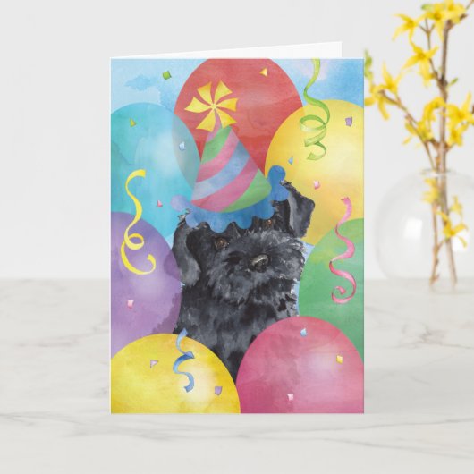 Birthday Balloons Kerry Blue Terrier Kaart (Gele Bloem)