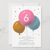 Birthday Balloons Kinder partij Gold Confetti Kaart (Voorkant)