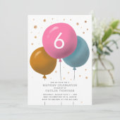 Birthday Balloons Kinder partij Gold Confetti Kaart (Staand voorkant)