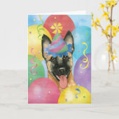 Birthday Balloons Malinois Kaart (Gele Bloem)