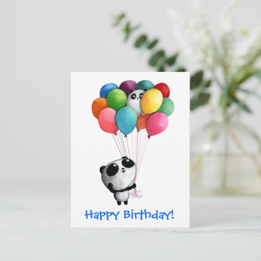 Birthday Balloons Panda Bear Briefkaart (Staand voorkant)