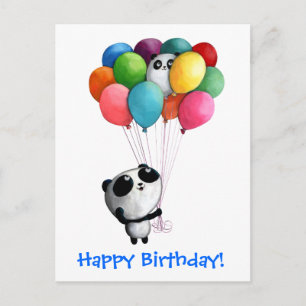 Birthday Balloons Panda Bear Briefkaart