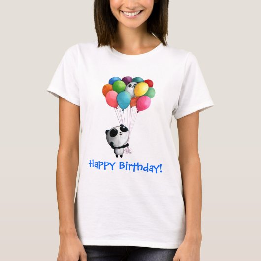 Birthday Balloons Panda Beer T-shirt (Voorkant)