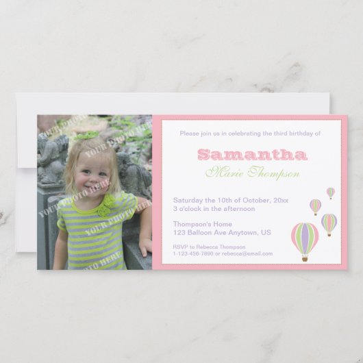 Birthday Balloons Party Invitation (Voorkant)