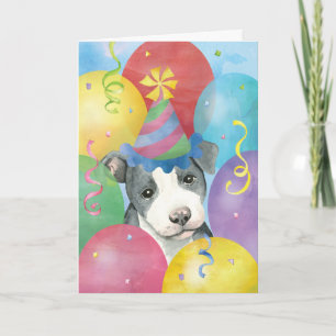 Birthday Balloons Pit Bull Terrier Kaart